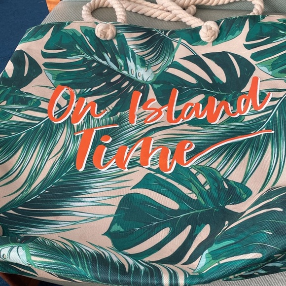 Tote Bag Ulta On Island Time Canvas Rope Handles Beach Cruise Vacation - Picture 9 of 9